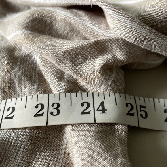 NWT Susan Graver Easy Linen Blend Cross- Dyed Tunic Khaki Stripe - Picture 10 of 11